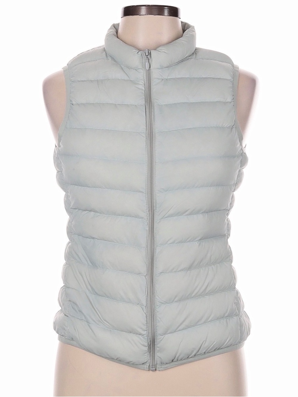 Muji Light Gray Quilted Down Puffer Vest - Size Large